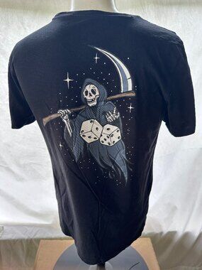 Taco Tuesday Grim Reaper Dice Men's Black T Shirt Size Medium